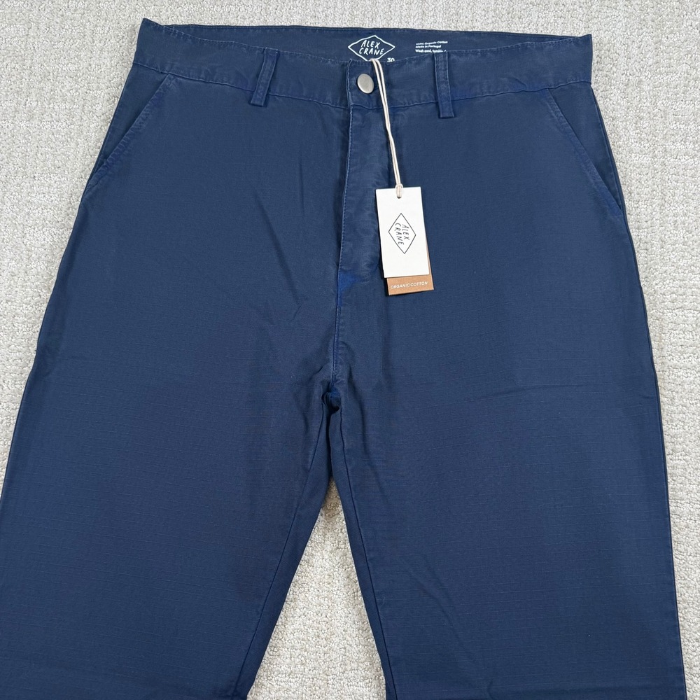 NEW Alex Crane Mens 30x32 Indigo Blue Organic Cotton Ripstop Pac Pants